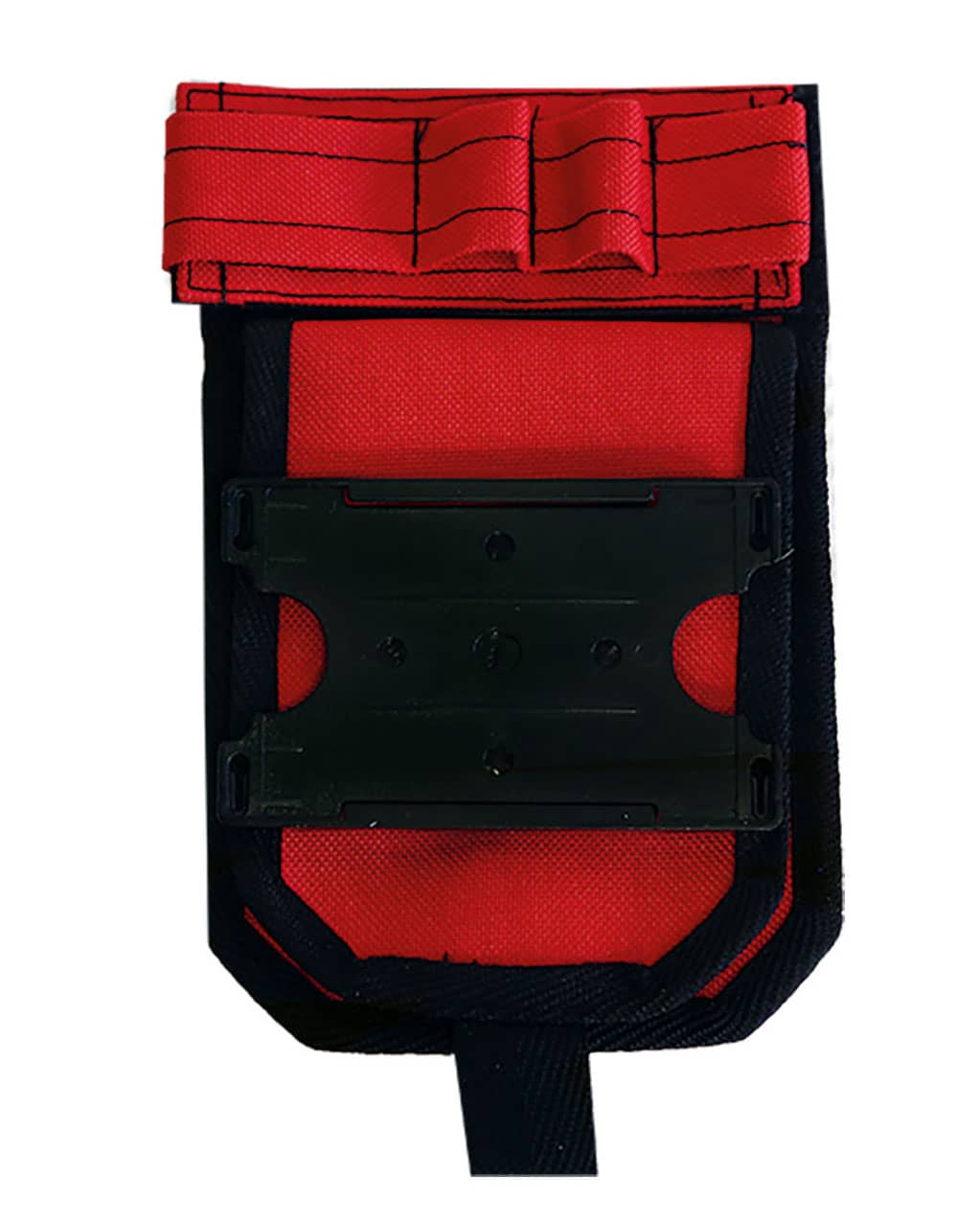 Punainen hoitajatasku ID-kotelolla