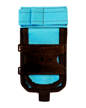 Turkoosi hoitajatasku ID-kotelolla