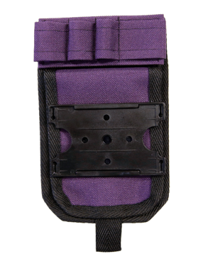 Lila hoitajatasku ID-kotelolla