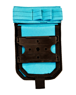 Turkoosi hoitajatasku ID-kotelolla