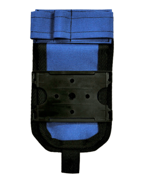 Sininen hoitajatasku ID-kotelolla